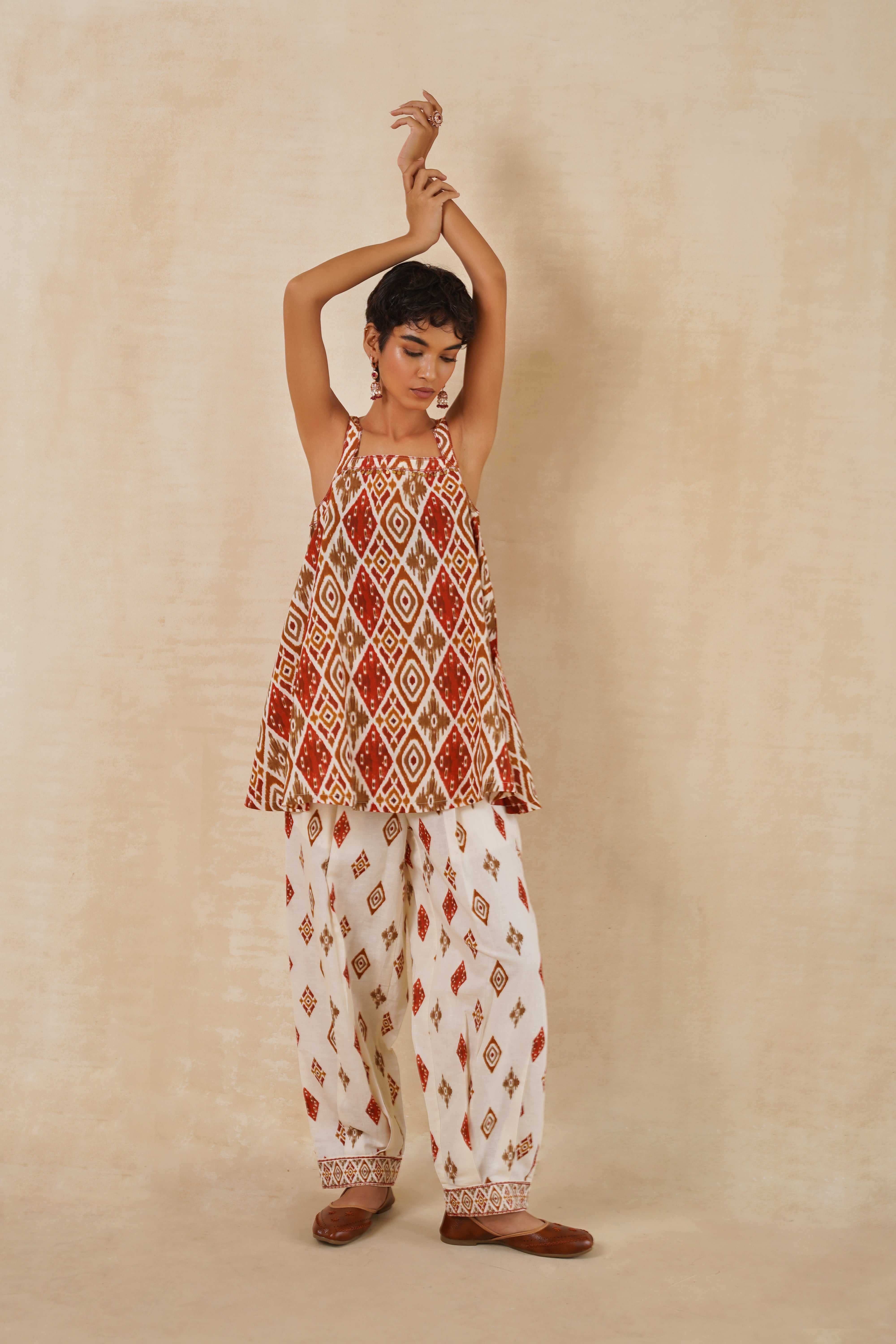 Rust Ikat Tunic and Pants Set