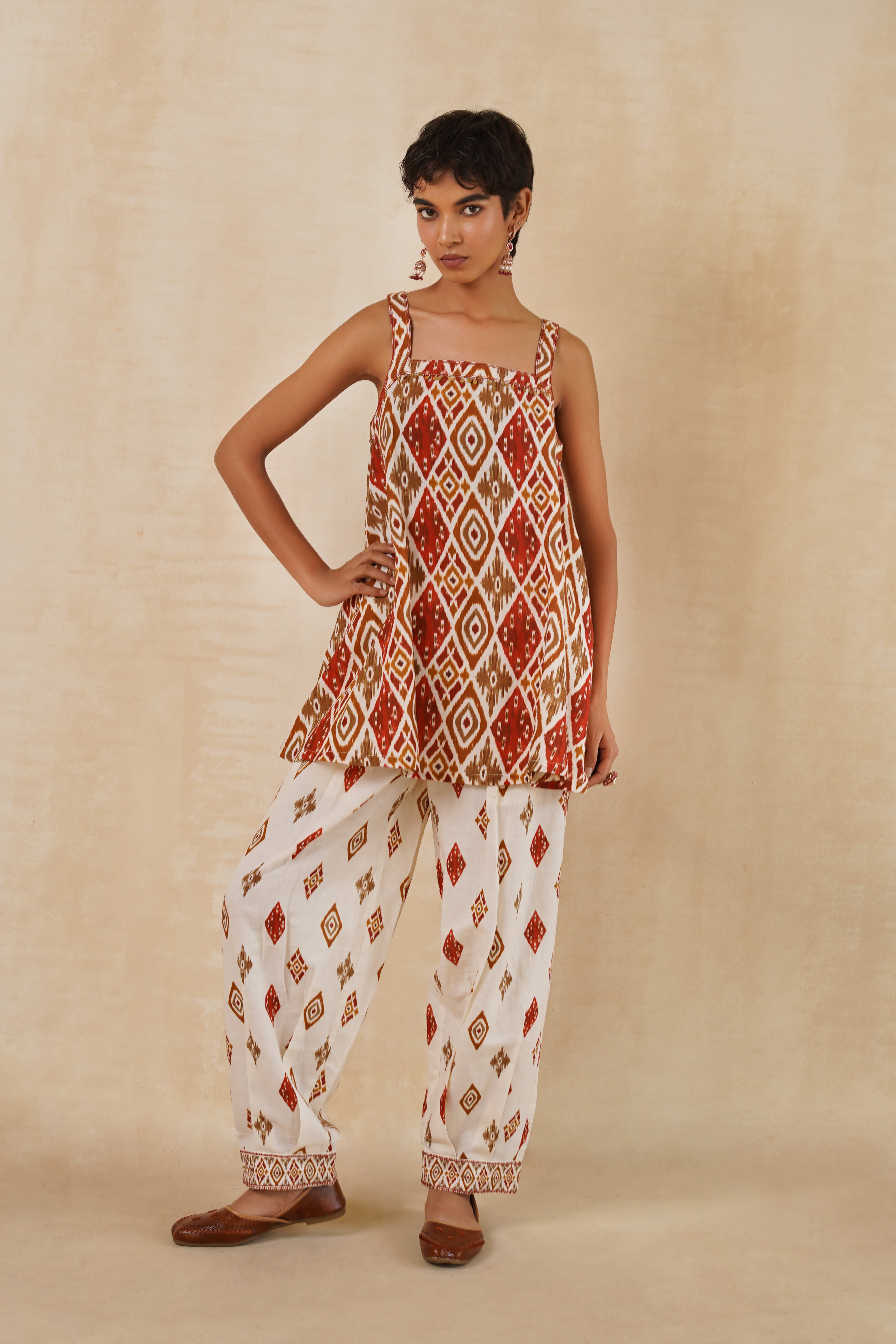 Rust Ikat Tunic and Pants Set