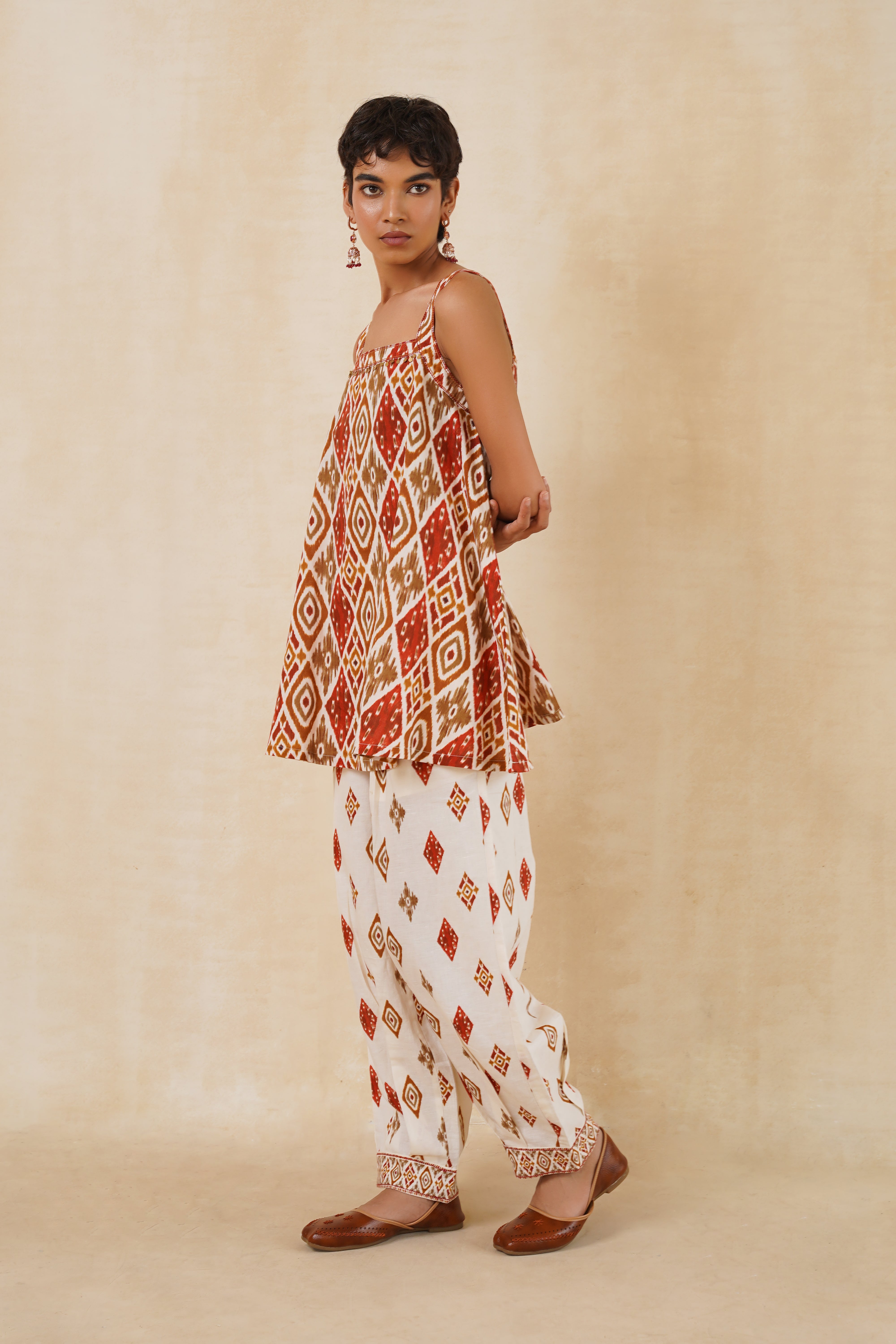Rust Ikat Tunic and Pants Set