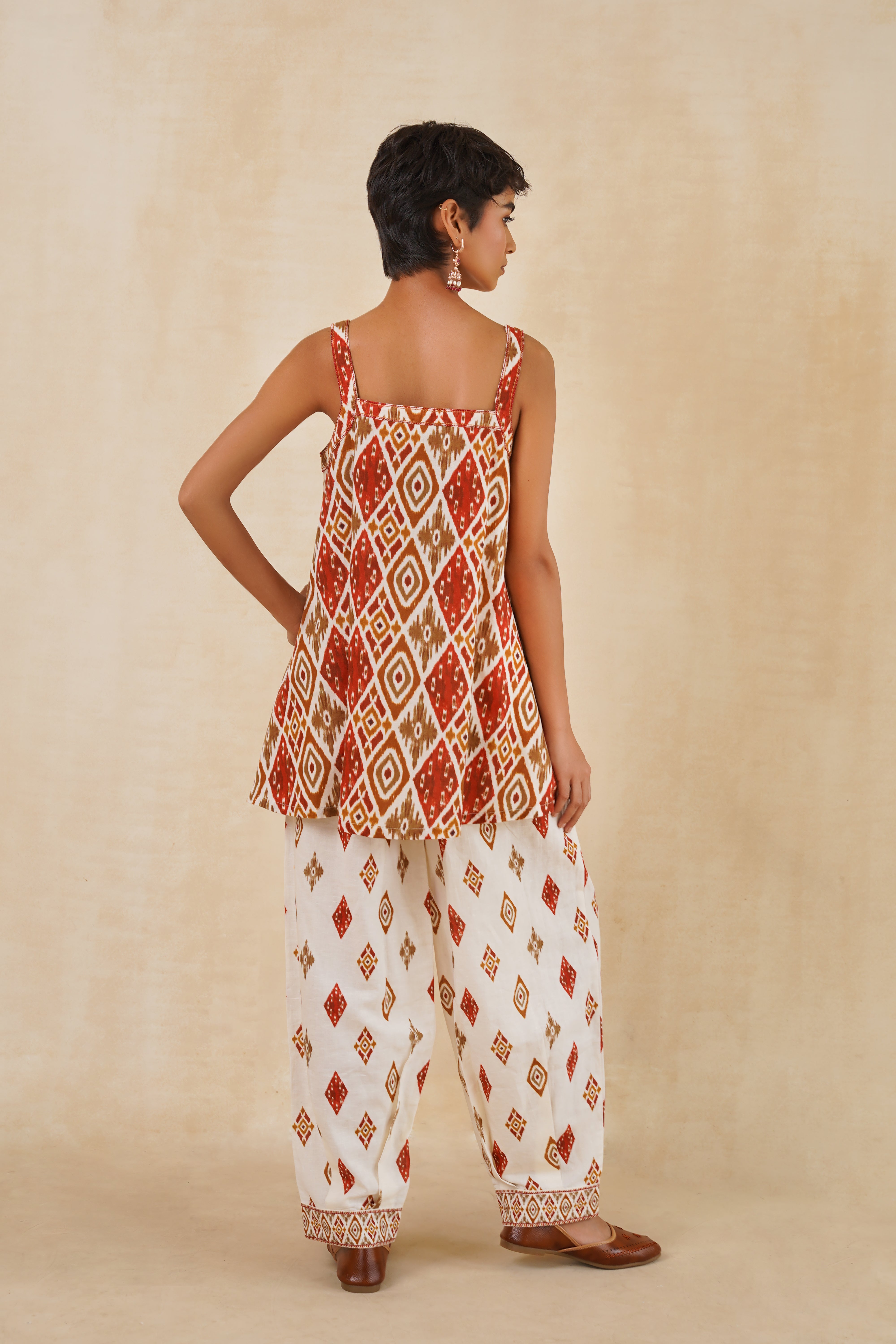 Rust Ikat Tunic and Pants Set