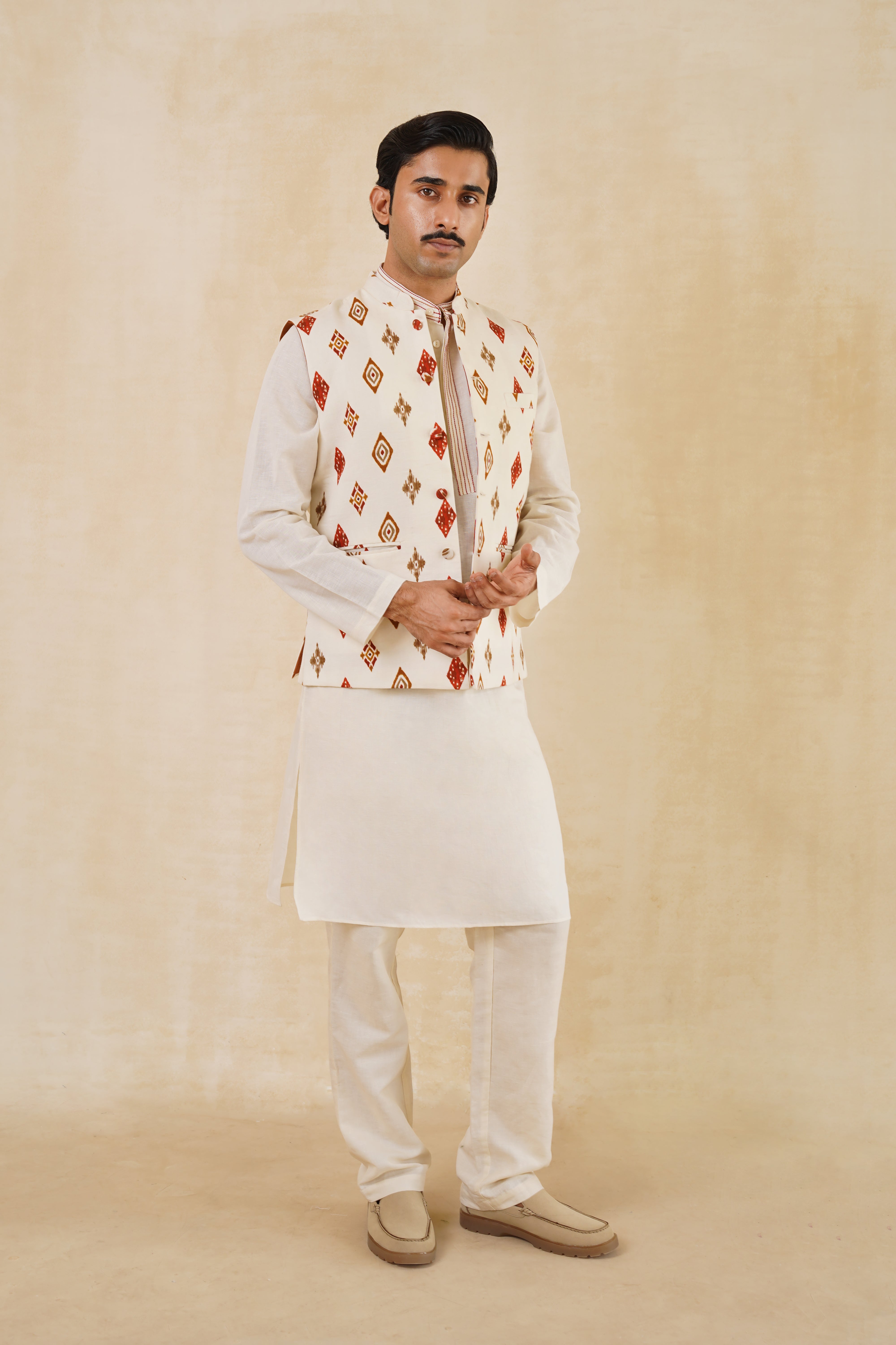 Earthy Textured Nehru Jacket