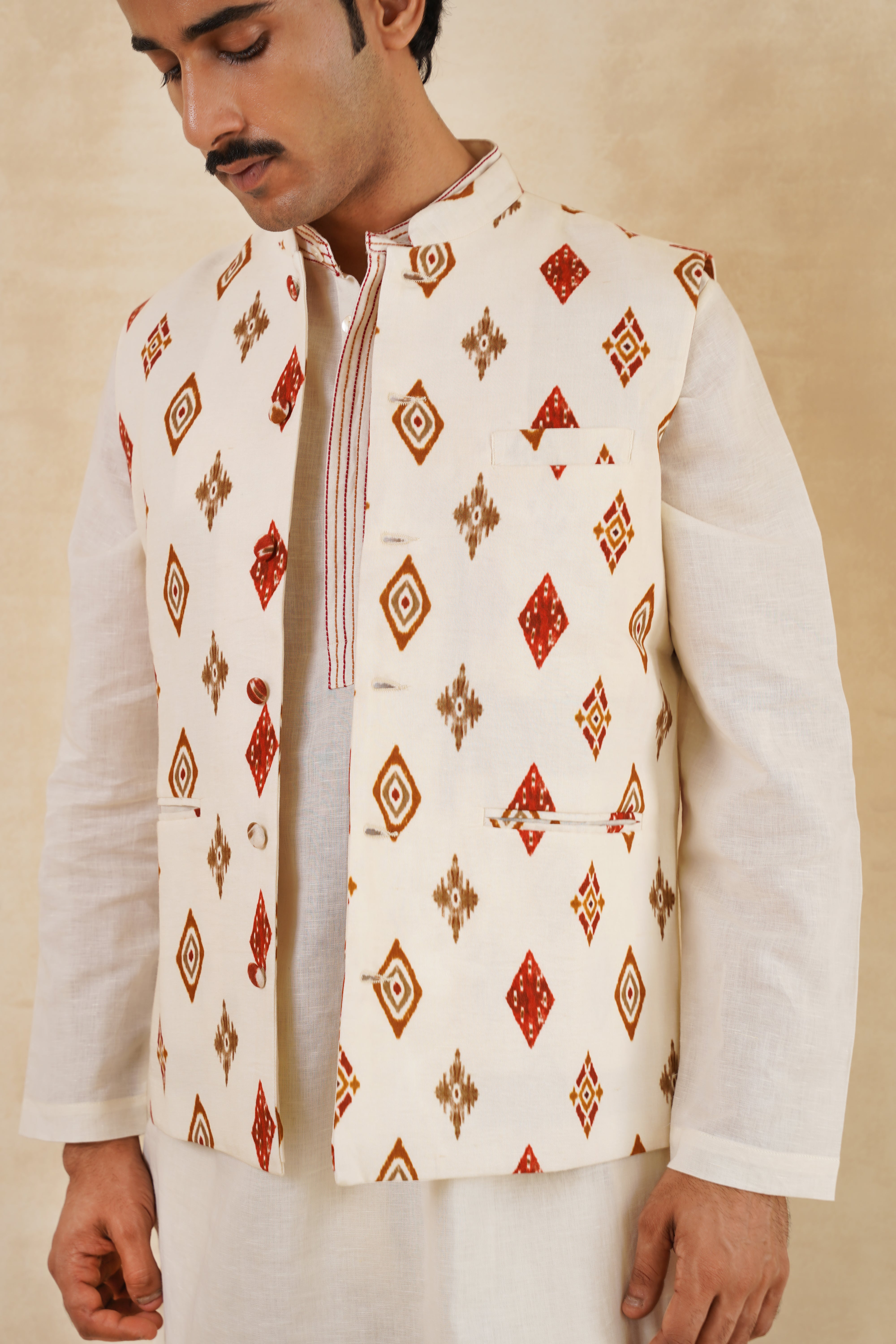 Earthy Textured Nehru Jacket