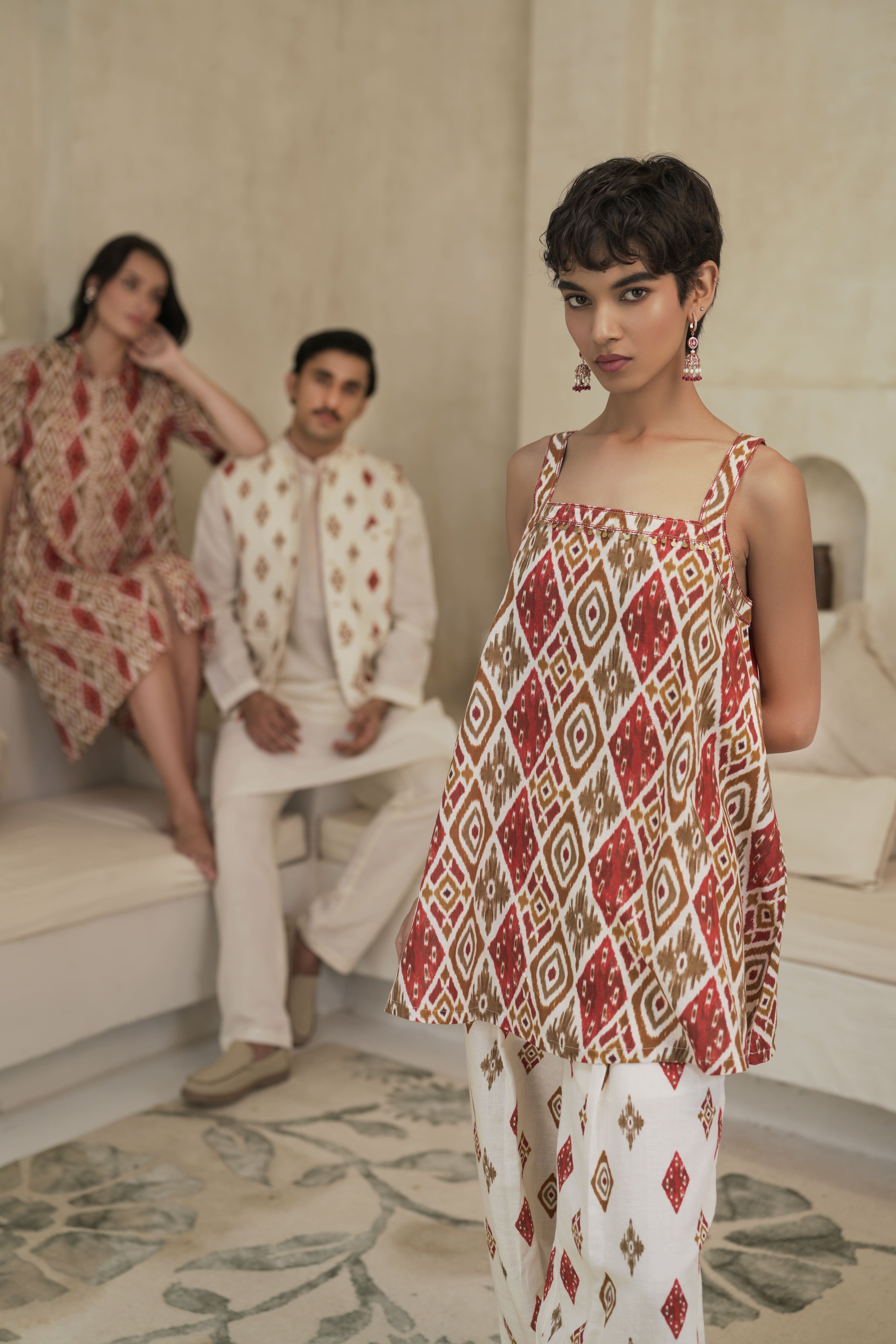 Rust Ikat Tunic and Pants Set