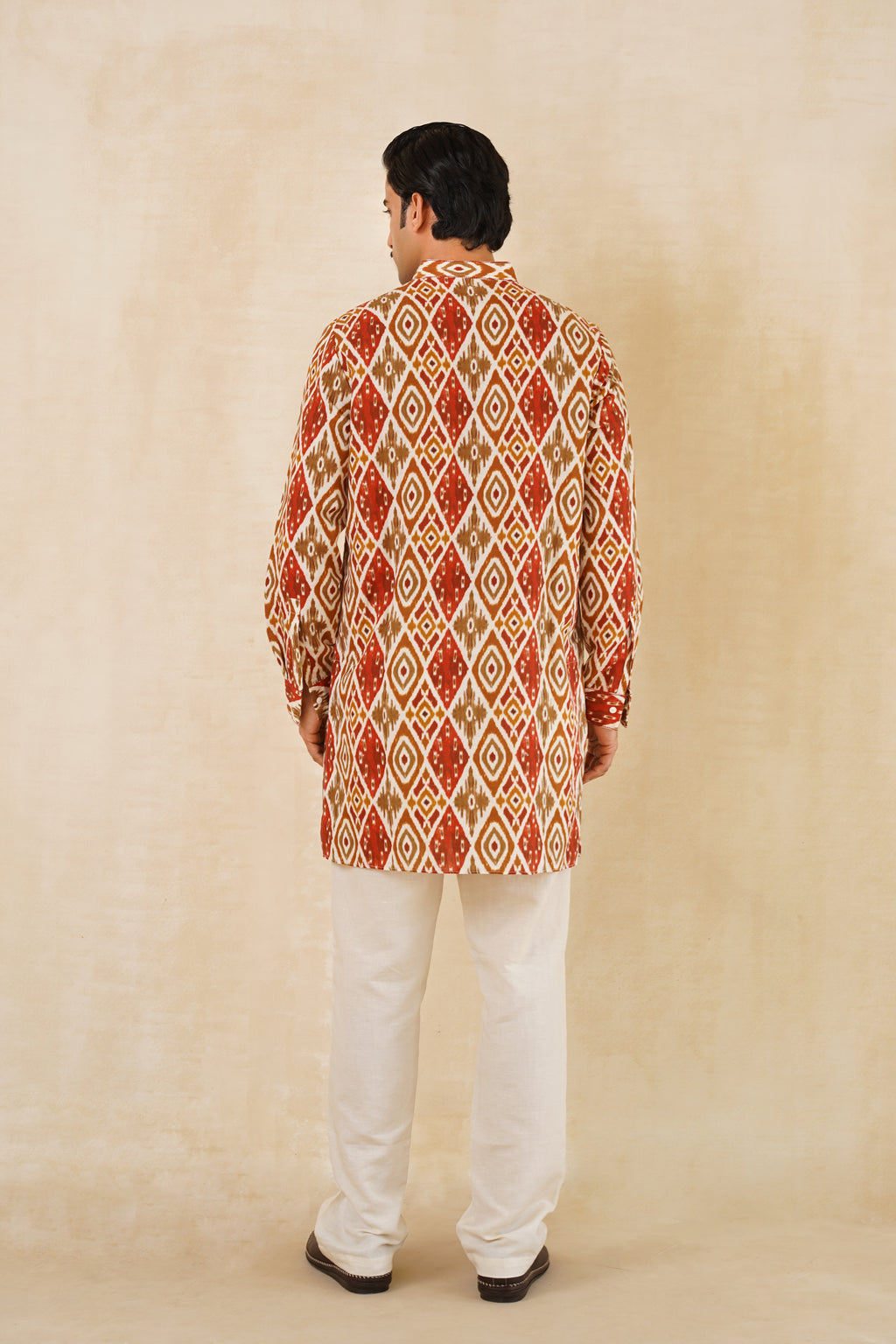 Rust Ikat Kurta Set
