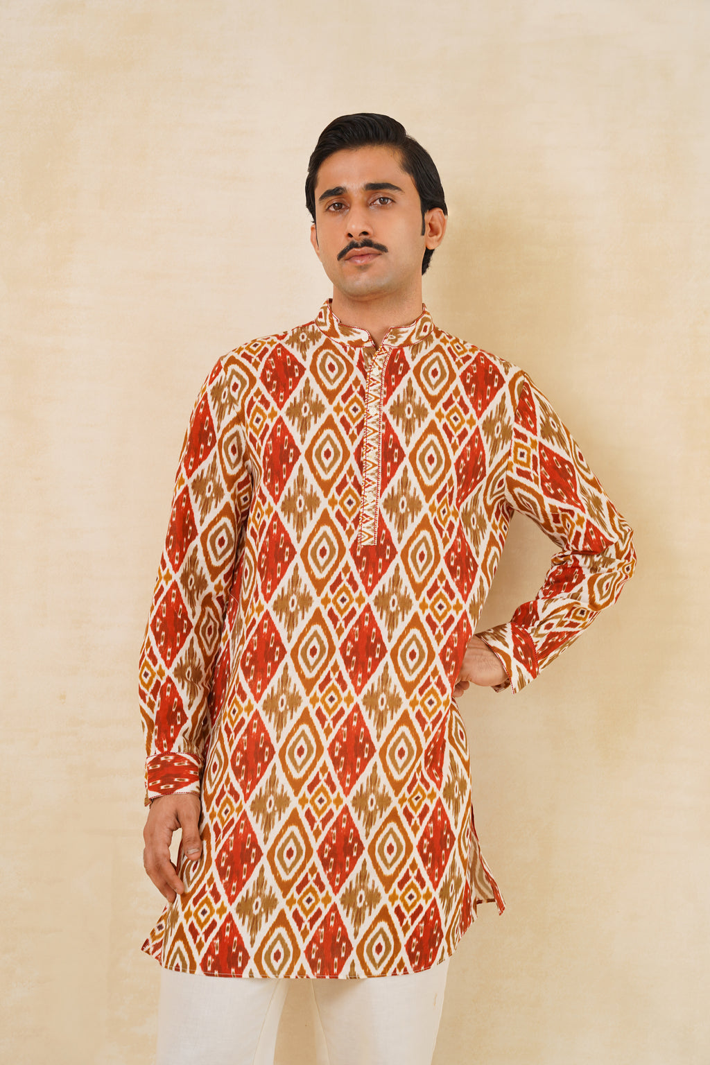 Rust Ikat Kurta Set