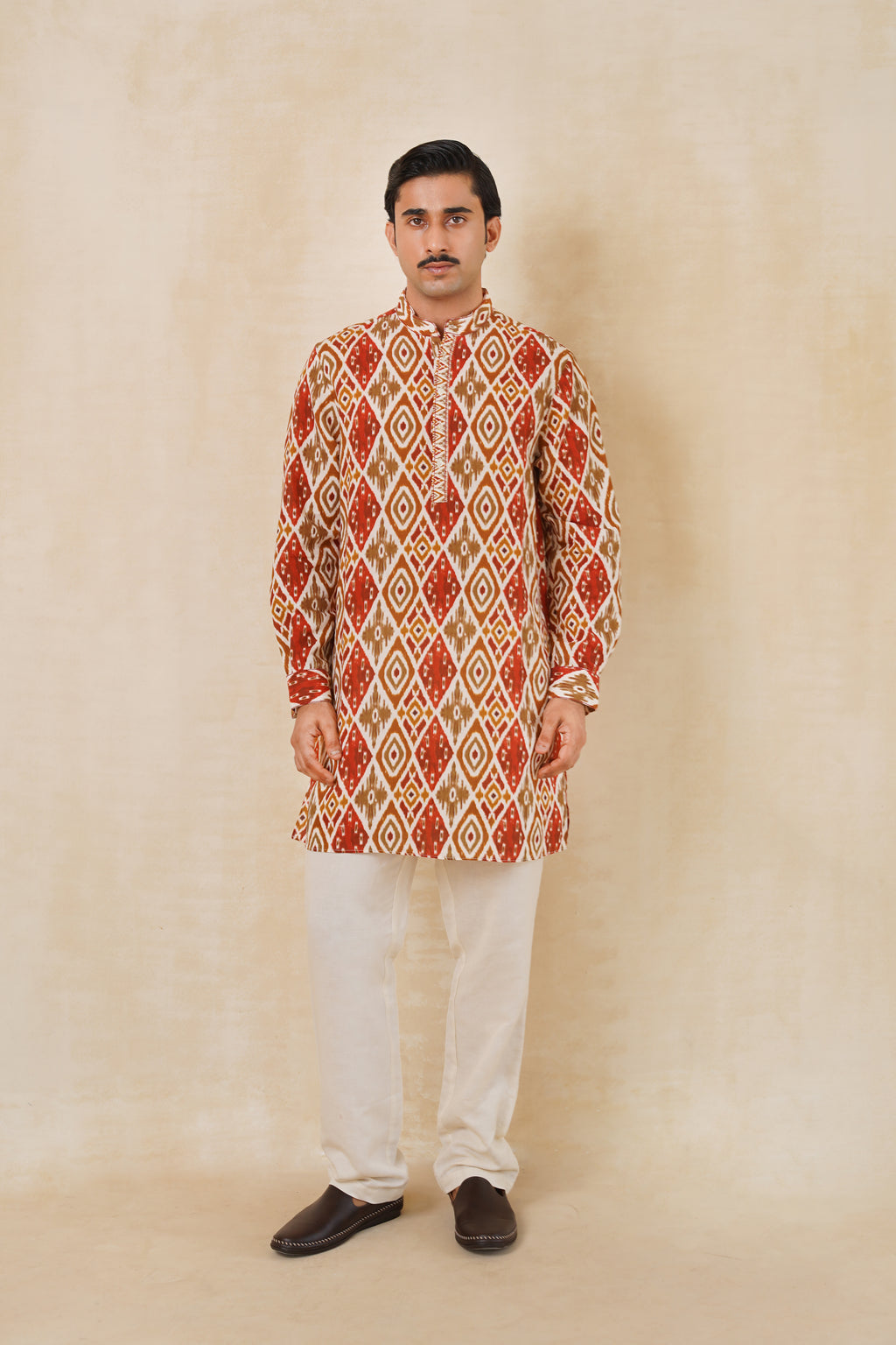 Rust Ikat Kurta Set