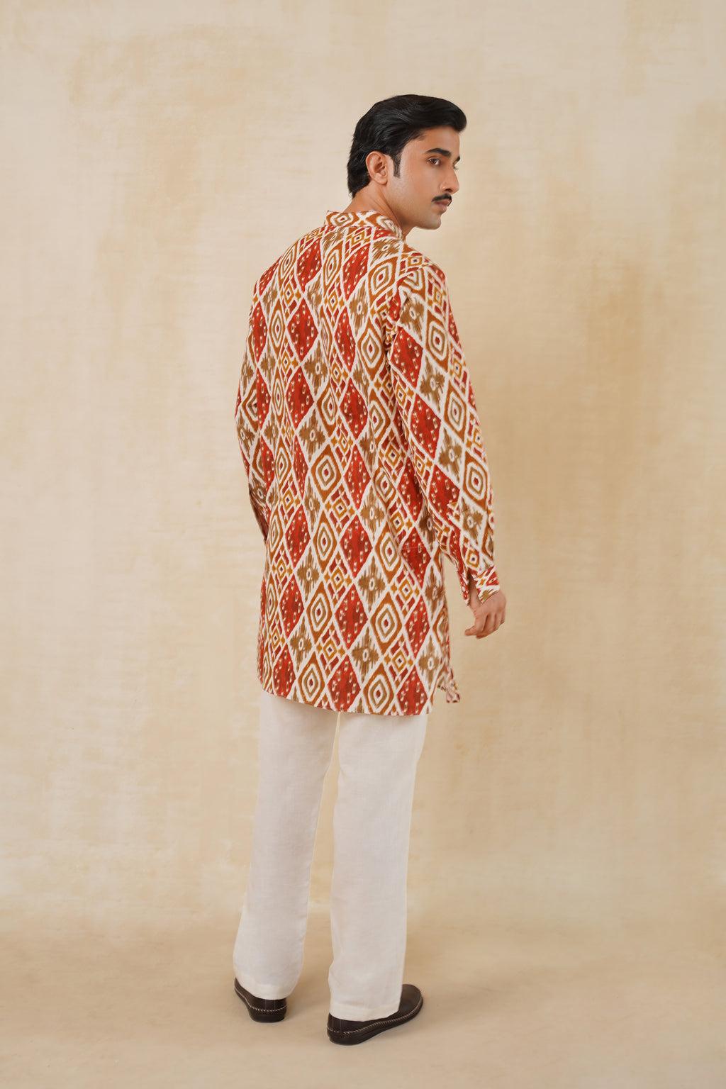 Rust Ikat Kurta Set