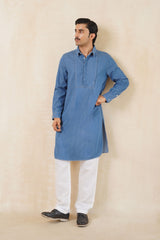 LONG DENIM KURTA SET LIGHT INDIGO