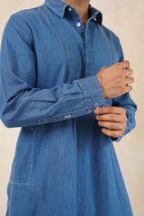 LONG DENIM KURTA SET LIGHT INDIGO