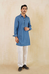 LONG DENIM KURTA SET LIGHT INDIGO