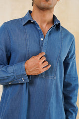 LONG DENIM KURTA SET LIGHT INDIGO