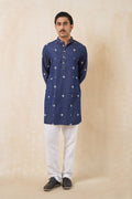 SHORT DENIM EMB.KURTA SET DARK INDIGO